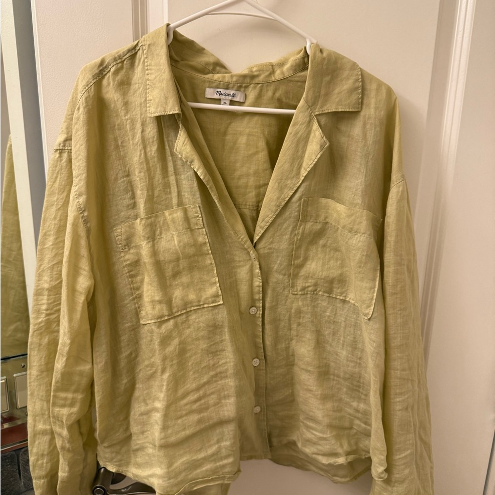 Madewell Green Button-Up Shirt